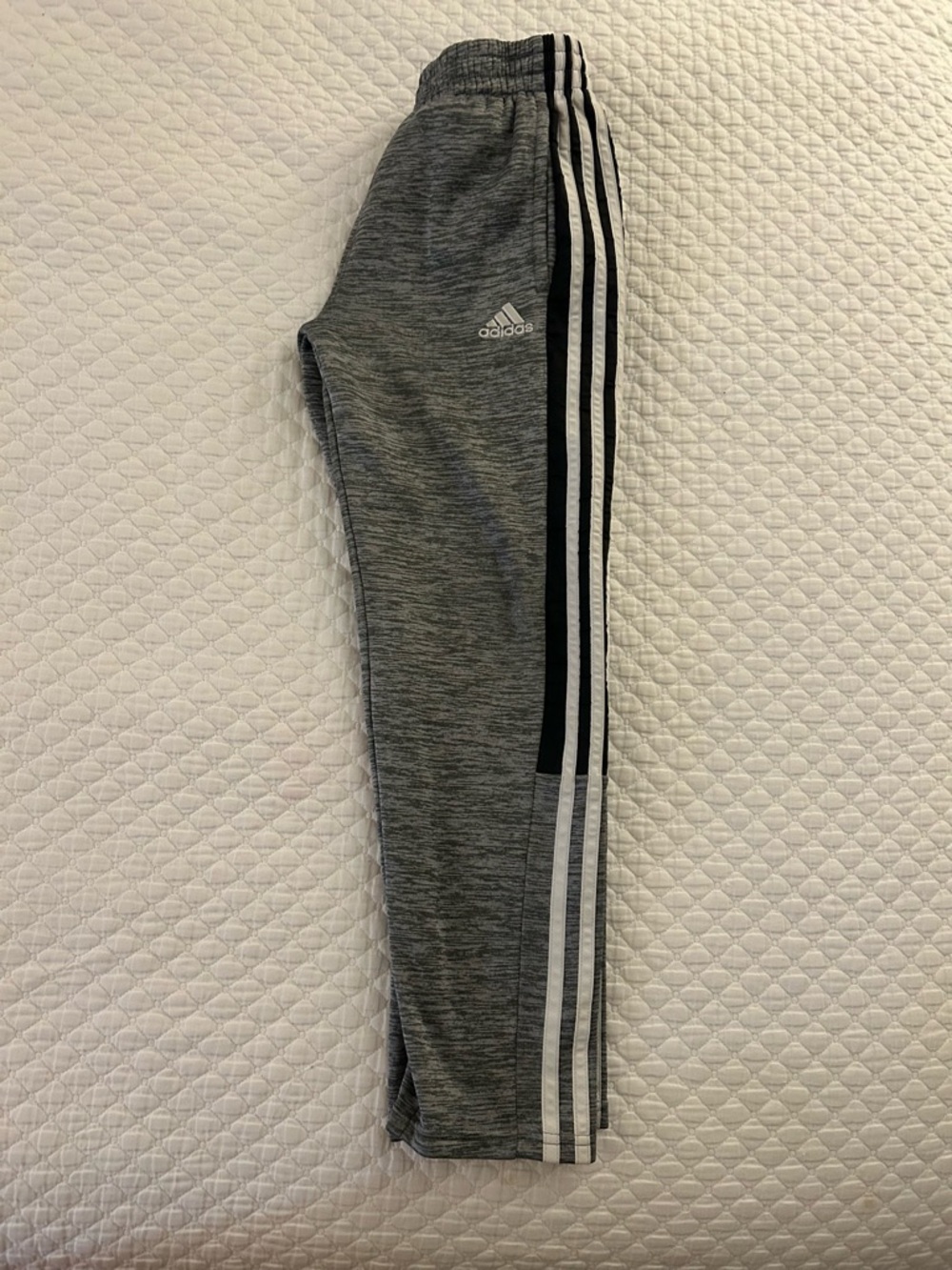 adidas Gray Heather Joggers with Black & White Side Stripes Size 10/12 Big Boys